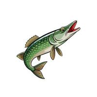 Vibrant cartoon illustration of a Northern Pike fish vector