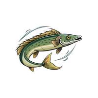 Dynamic fish illustration with clean lines and bold colors vector