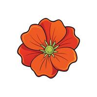 Illustration of a vivid red flower with cartoonish style vector