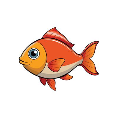Cartoon goldfish illustration swimming in a bright, clean environment