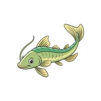Cartoon catfish swimming on a white background illustration image vector