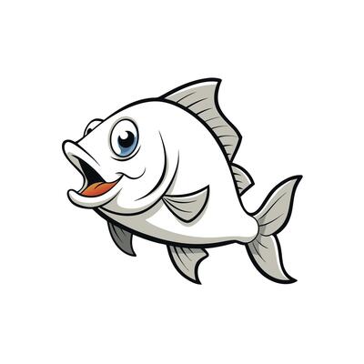 Cartoon fish with open mouth swimming upward illustration
