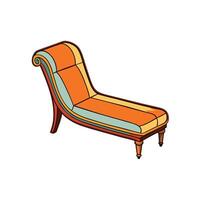 Retro chaise lounge with orange and yellow upholstery design vector