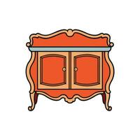 Whimsical orange cabinet with rounded edges and ornate legs vector