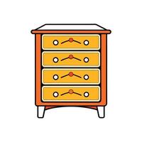 Stylized Chest of Drawers Illustration with Four Orange Drawers vector