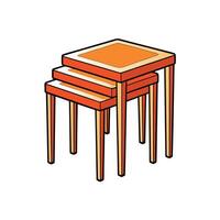 Graphic illustration of three orange nesting tables on white vector
