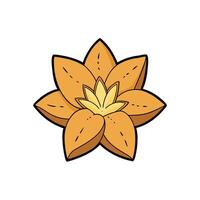 Isolated orange and yellow flower illustration with bold outline vector
