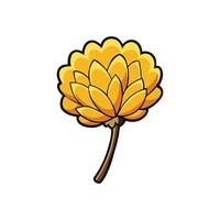 Cartoon illustration of a yellow chrysanthemum flower on stem vector