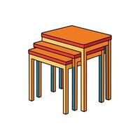 Three nesting tables illustration showing perspective in a set vector