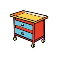 Cartoon style changing table with bright colors for nursery vector