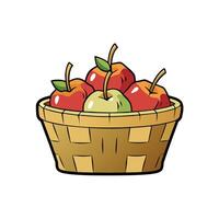 Basket overflowing with ripe apples, fresh and colorful vector