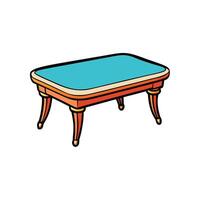 Cartoon style table with wood frame and blue top vector