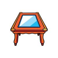 Cartoonstyled orange and blue low table with simple shadows vector