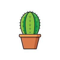 Stylized cactus in pot illustration, botanical theme with bold lines vector