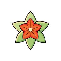 Stylized Flower Design with Petals and Bold Outline vector