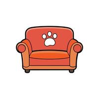 Cartoon style dog couch with paw print design vector