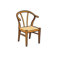 Cartoon Style Wooden Chair with Curved Back Design vector