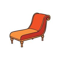 Stylized chaise lounge illustration with warm orange color palette vector