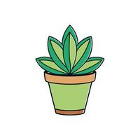 Stylized potted plant with green leaves against white background vector