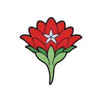 Stylized floral icon with red petals and a star vector