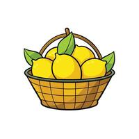 Fresh lemons in a basket, ready for lemonade vector