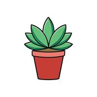 Stylized potted succulent plant with red container illustration vector