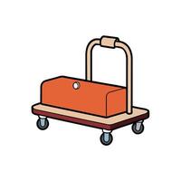 Cartoon style luggage cart on a platform with wheels vector