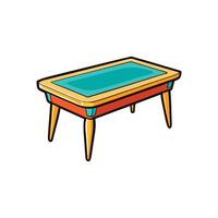 Cartoon table with teal surface, orange and yellow frame vector