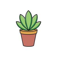 Potted succulent with leaves in a minimalist cartoon style vector