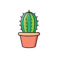 Cactus in a terracotta pot illustration image vector