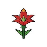 Stylized red flower with green stem on white background vector