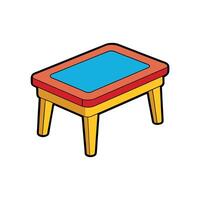 Isometric Cartoon Table with Four Legs and Rectangular Top vector
