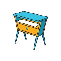 Cartoon style bedside table with drawer isolated on white vector