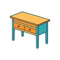 Isolated isometric illustration of a stylish retro drawer table vector