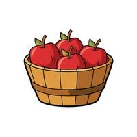 Illustration of apples in a wooden basket overflowing vector