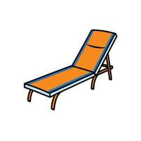 Stylized orange sun lounger for sunny day relaxation illustration vector