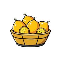 Basket overflowing with yellow lemons and lemon slices art vector
