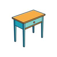 Stylized end table illustration with single drawer and four legs vector