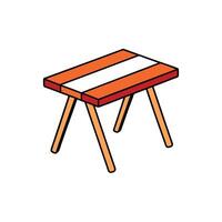 Isometric style table with three legs in warm color vector
