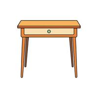 Cartoon wooden desk with drawer illustration on white background vector