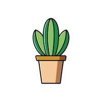 Stylized potted cactus with outlined details on white background vector