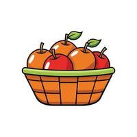 Basket full of cartoon apples graphic stock illustration vector