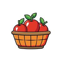 Cartoon style apples in a brown wicker basket image vector