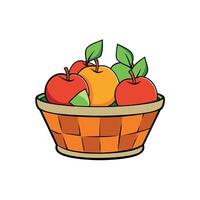 Apples in a basket cartoon illustration, food concept vector