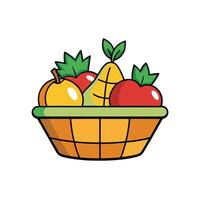 Cartoon basket filled with fresh ripe fruits image vector