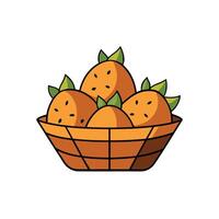 Orange fruit basket icon illustration against a white background vector