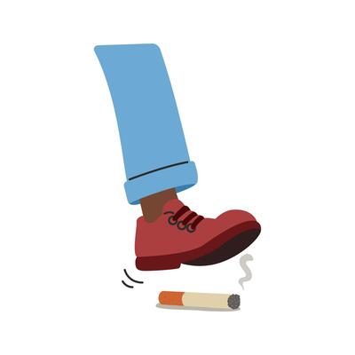 no smoke tobacco. foot stop smoking concept