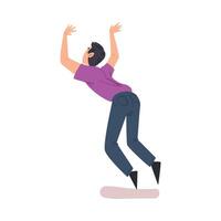Back View of Man Falling Down Forward Cartoon Style Illustration on White Background vector