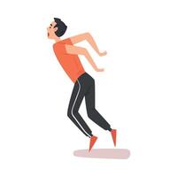 Man Slipped and Falling Down Forward, Man with Shocked Facial Expression Cartoon Style Illustration vector