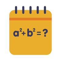 Notebook with Math Formula, Educational and Back to School Element Flat Style Illustration on White Background vector